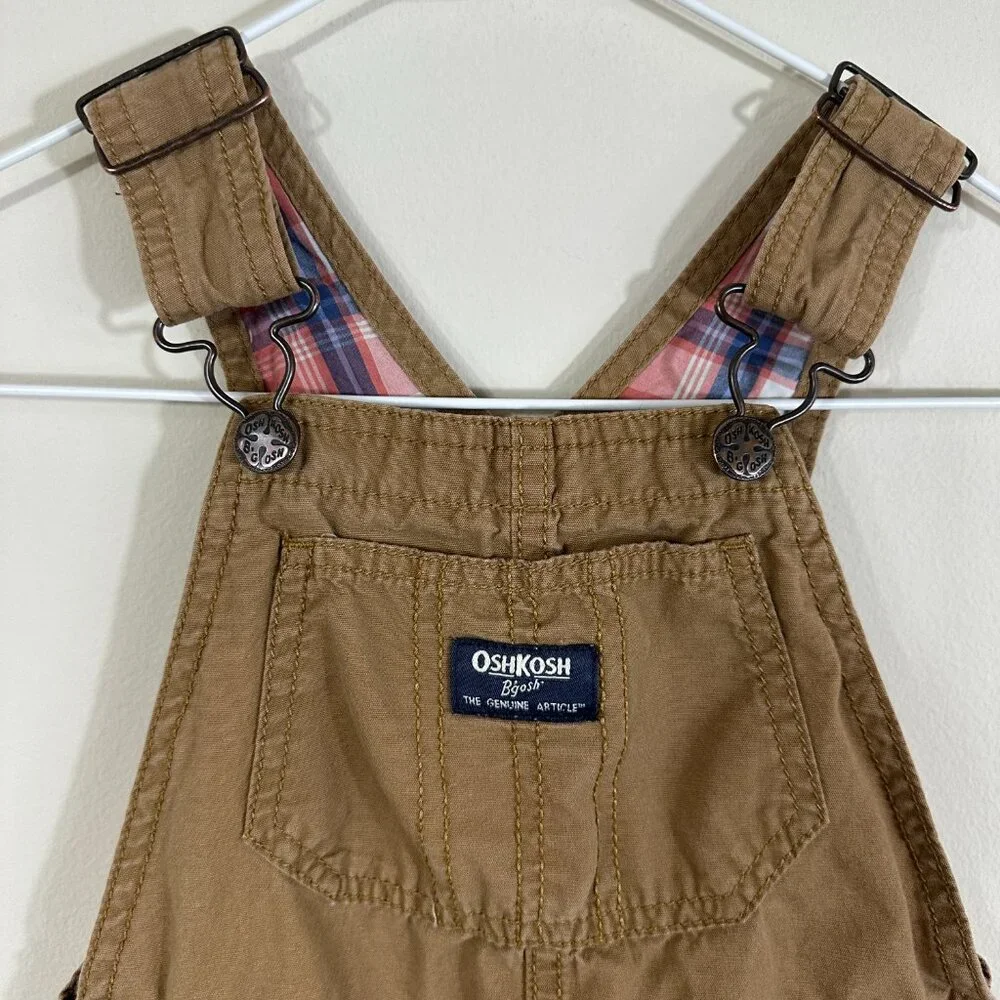 Oshkosh B'gosh Cotton Bib Overalls Vestbak Girl's 4T Khaki / Pink Girls 4T Capri